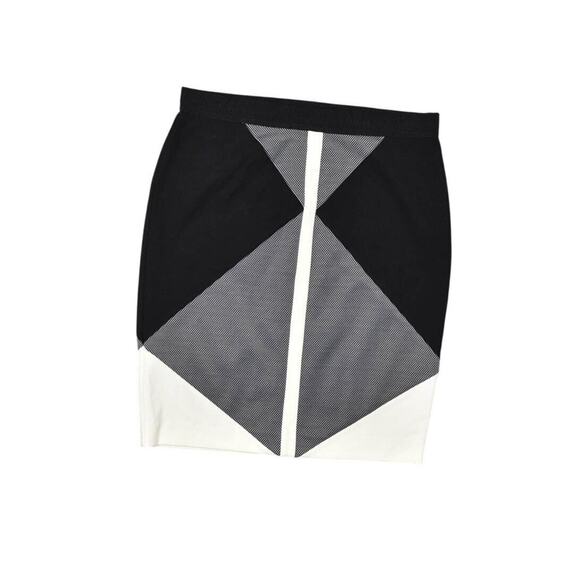 NEW Ann Taylor Black Nylon Straight Skirt Size 4 Geometric Zip - Picture 1 of 7